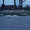 St. Teresa's School Stone Wall and Sign